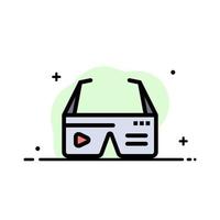 computadora informática gafas digitales google negocio línea plana icono lleno vector banner plantilla