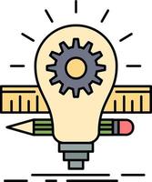 Development idea bulb pencil scale Flat Color Icon Vector