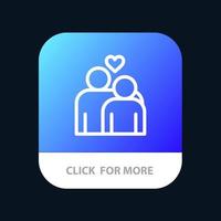 Couple Love Marriage Heart Mobile App Button Android and IOS Line Version vector