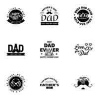 9 Black Happy Fathers Day Design Collection A set of twelve brown colored vintage style Fathers Day Designs on light background Editable Vector Design Elements