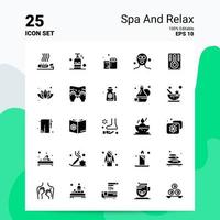 25 conjunto de iconos de spa y relajación 100 archivos editables eps 10 ideas de concepto de logotipo de empresa diseño de icono de glifo sólido vector