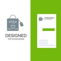 Handbag Love Heart Wedding Grey Logo Design and Business Card Template vector