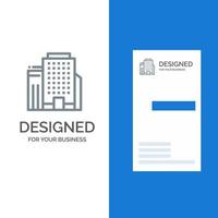 Office Building Job Grey Logo Design and Business Card Template vector