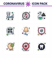 nuevo coronavirus 2019ncov 9 línea llena color plano paquete de iconos salud investigación en frío cirugía de alergia coronavirus viral 2019nov enfermedad vector elementos de diseño