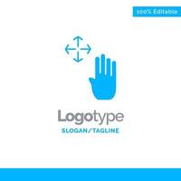 Hand Hand Cursor Up Hold Blue Solid Logo Template Place for Tagline vector