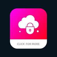 Internet Cloud Lock Security Mobile App Button Android and IOS Glyph Version vector