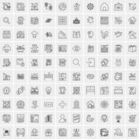 paquete de 100 iconos de líneas universales para móviles y web vector