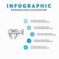 Calipers Measure Micrometer Repair Scale Line icon with 5 steps presentation infographics Background vector