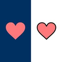 corazón amor como iconos de twitter plano y lleno de línea conjunto de iconos vector fondo azul