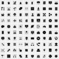 Set of 100 Universal Solid Icons vector