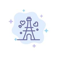 Tower Love Heart Wedding Blue Icon on Abstract Cloud Background vector