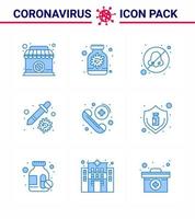 Corona virus disease 9 Blue icon pack suck as emergency virus breathe pipette dropper viral coronavirus 2019nov disease Vector Design Elements