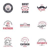 Happy fathers day 9 Black and Pink vintage retro type font Illustrator eps10 Editable Vector Design Elements