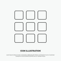 Web Grid Shape Squares Line Icon Vector