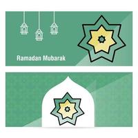 Ramadan Kareem concept banner with islamic  patterns vector