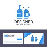 tarjeta de visita creativa y plantilla de logotipo botella taza de cerveza canadá ilustración vectorial vector