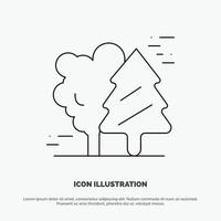 Alpine Arctic Canada Pine Trees Scandinavia Line Icon Vector