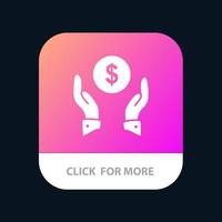 Insurance Finance Insurance Money Protection Mobile App Button Android and IOS Glyph Version vector