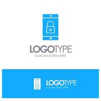Application Lock Lock Application Mobile Mobile Application Blue Solid Logo with place for tagline vector
