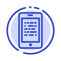 Mobile Read Data Secure E learning Blue Dotted Line Line Icon vector