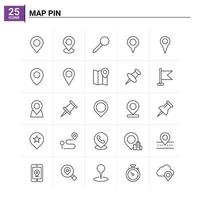 25 pin de mapa conjunto de iconos de fondo vectorial vector