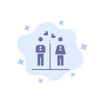 Men Women Couple Boy Girl Blue Icon on Abstract Cloud Background vector