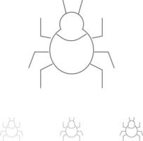 bug naturaleza virus indio negrita y delgada línea negra conjunto de iconos vector