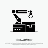 Automated Robotic Arm Technology solid Glyph Icon vector