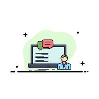 training course online computer chat Flat Color Icon Vector