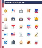 paquete de iconos de vector de stock del día americano 25 signos y símbolos planos para tapa comida bandera de américa hot dog usa elementos de diseño de vector de día de usa editable