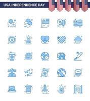 25 signos azules de estados unidos celebración del día de la independencia símbolos de bandera fiesta día globos editables día de estados unidos elementos de diseño vectorial vector