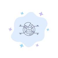 Pie Chart Report Percentage Blue Icon on Abstract Cloud Background vector