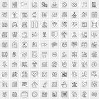 paquete de 100 iconos de líneas universales para móviles y web vector