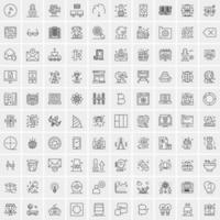 paquete de 100 iconos de líneas universales para móviles y web vector