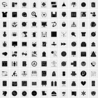 Set of 100 Universal Solid Icons vector