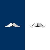 bigote hipster movember macho hombres color plano icono vector