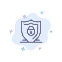 Internet Shield Lock Security Blue Icon on Abstract Cloud Background vector