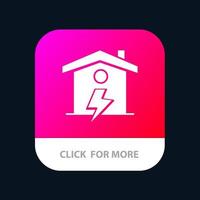 botón de la aplicación móvil home house energy power versión de glifo de android e ios vector