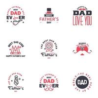 las tarjetas de felicitación del día del padre feliz establecen 9 letras tipográficas vectoriales en negro y rosa utilizables para imprimir pancartas eres el mejor diseño de texto de papá elementos de diseño vectorial editables vector