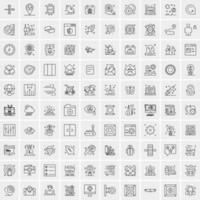 Pack of 100 Universal Line Icons for Mobile and Web vector