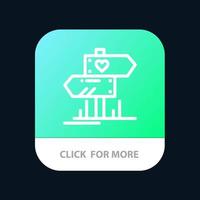 Direction Love Heart Wedding Mobile App Button Android and IOS Line Version vector