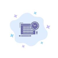 Time File Pen Focus Blue Icon on Abstract Cloud Background vector