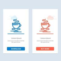 Tea Cup Hot Hotel  Blue and Red Download and Buy Now web Widget Card Template vector