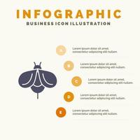 Bee Fly Honey Bug Solid Icon Infographics 5 Steps Presentation Background vector