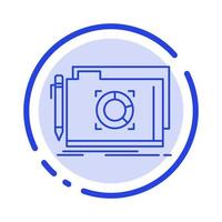 Folder Lock Target File Blue Dotted Line Line Icon vector