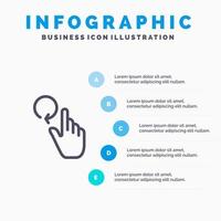 gestos con los dedos de la mano icono de línea de recarga con fondo de infografía de presentación de 5 pasos vector