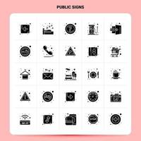 Solid 25 Public Signs Icon set Vector Glyph Style Design Black Icons Set Web and Mobile Business ideas design Vector Illustration