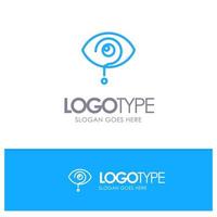 Curious Exclamation Eye Knowledge Mark Blue outLine Logo with place for tagline vector