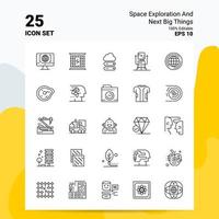 25 exploración espacial y el próximo conjunto de iconos de grandes cosas 100 archivos eps 10 editables concepto de logotipo de empresa ideas diseño de icono de línea vector