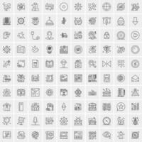 Pack of 100 Universal Line Icons for Mobile and Web vector